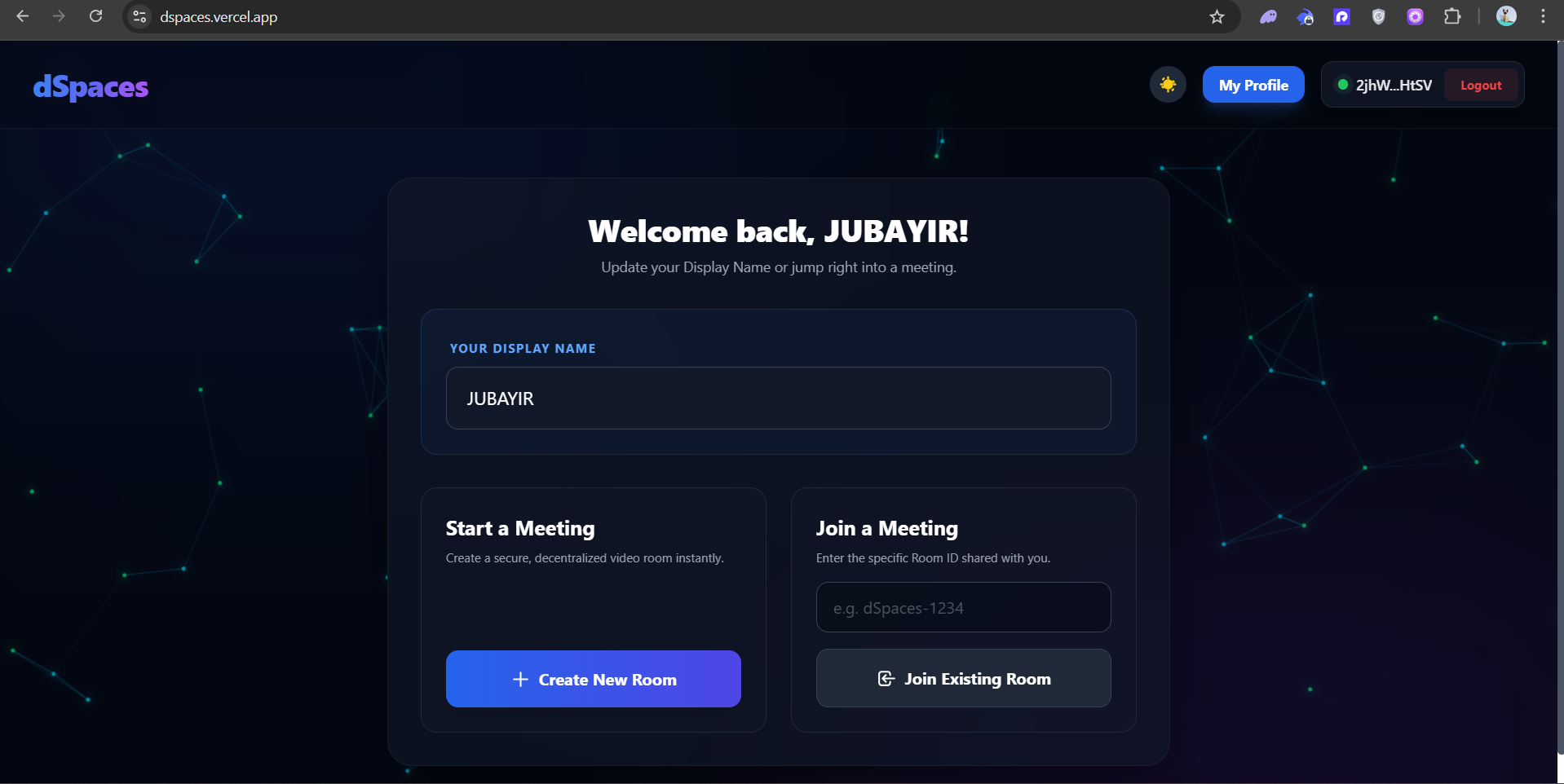 dSpaces — video meetings people can join with a wallet or email