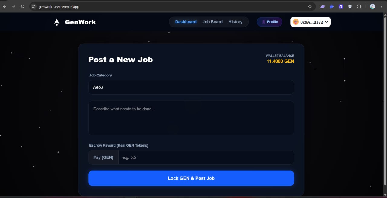 GenWork — freelance marketplace on GenLayer