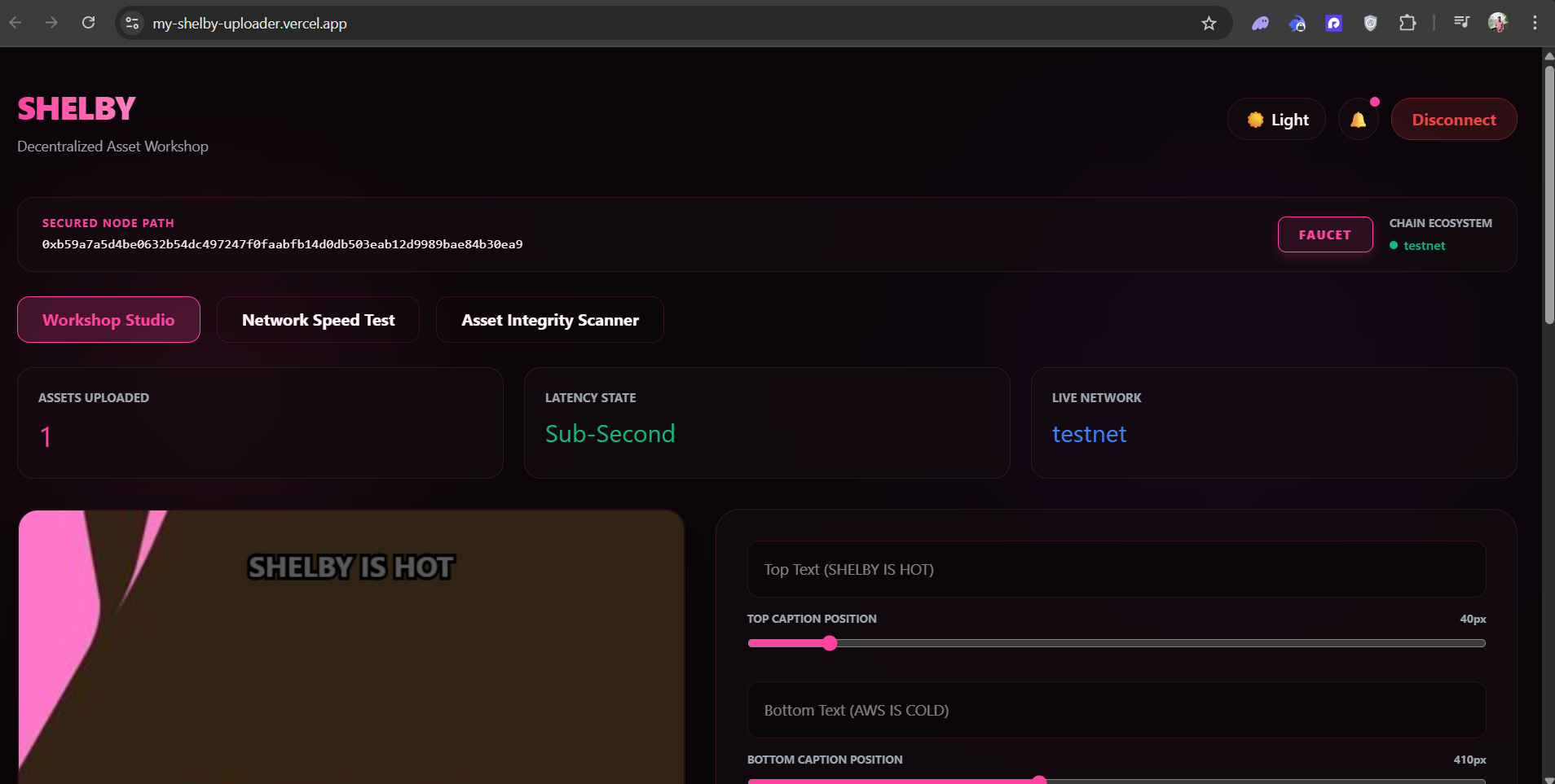 Shelby — asset workshop on Shelby testnet